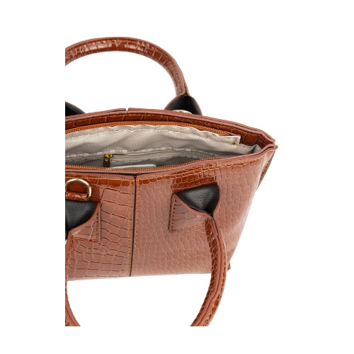 Textured Structured Top Handle Handbag