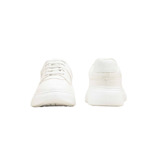 White Casual Lace-Up Sneakers for Women