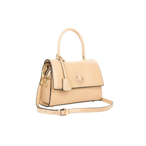 Structured Top Handle Flap Handbag