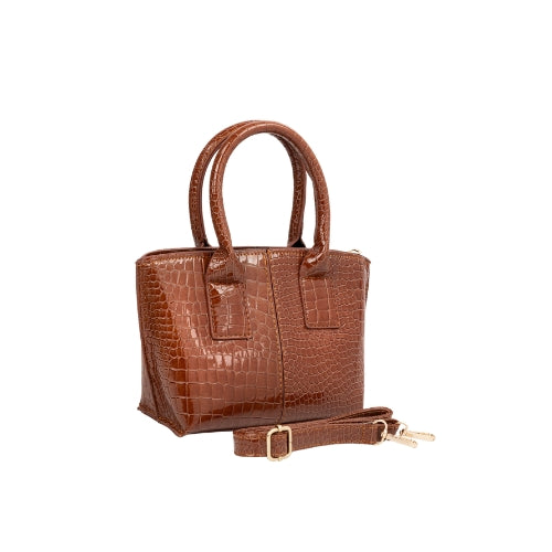 Textured Structured Top Handle Handbag