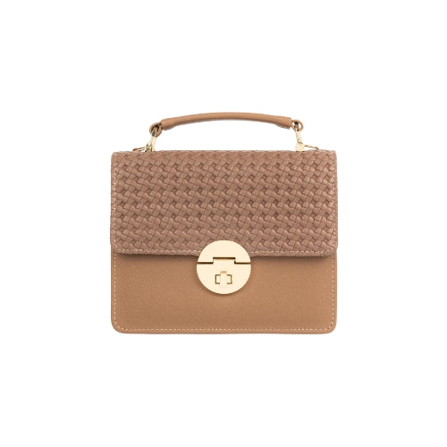 Woven Texture Top Handle Flap Handbag