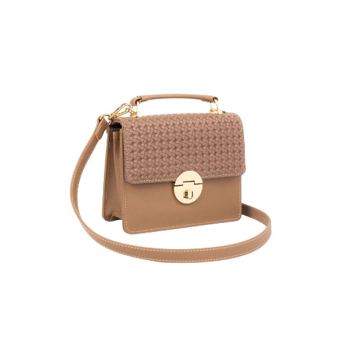 Woven Texture Top Handle Flap Handbag