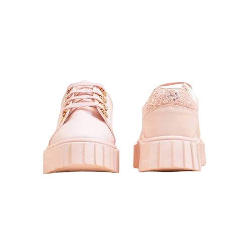 Pink Casual Lace-Up Sneakers for Women