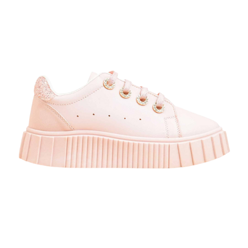 Pink Casual Lace-Up Sneakers for Women