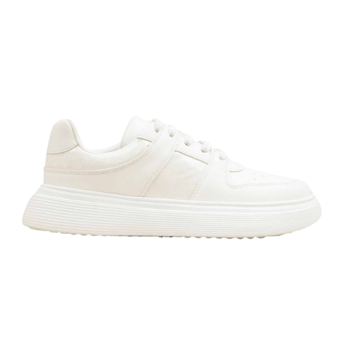 White Casual Lace-Up Sneakers for Women