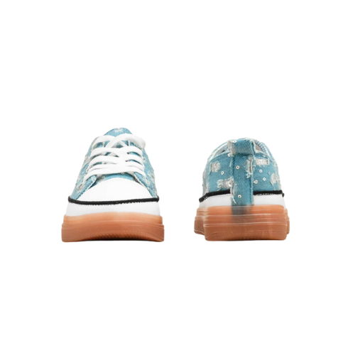 Blue Casual Lace-Up Sneakers for Women