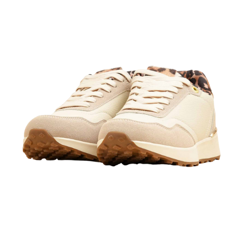 Beige Casual Lace-Up Sneakers for Women