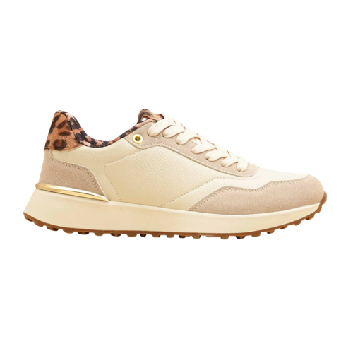 Beige Casual Lace-Up Sneakers for Women